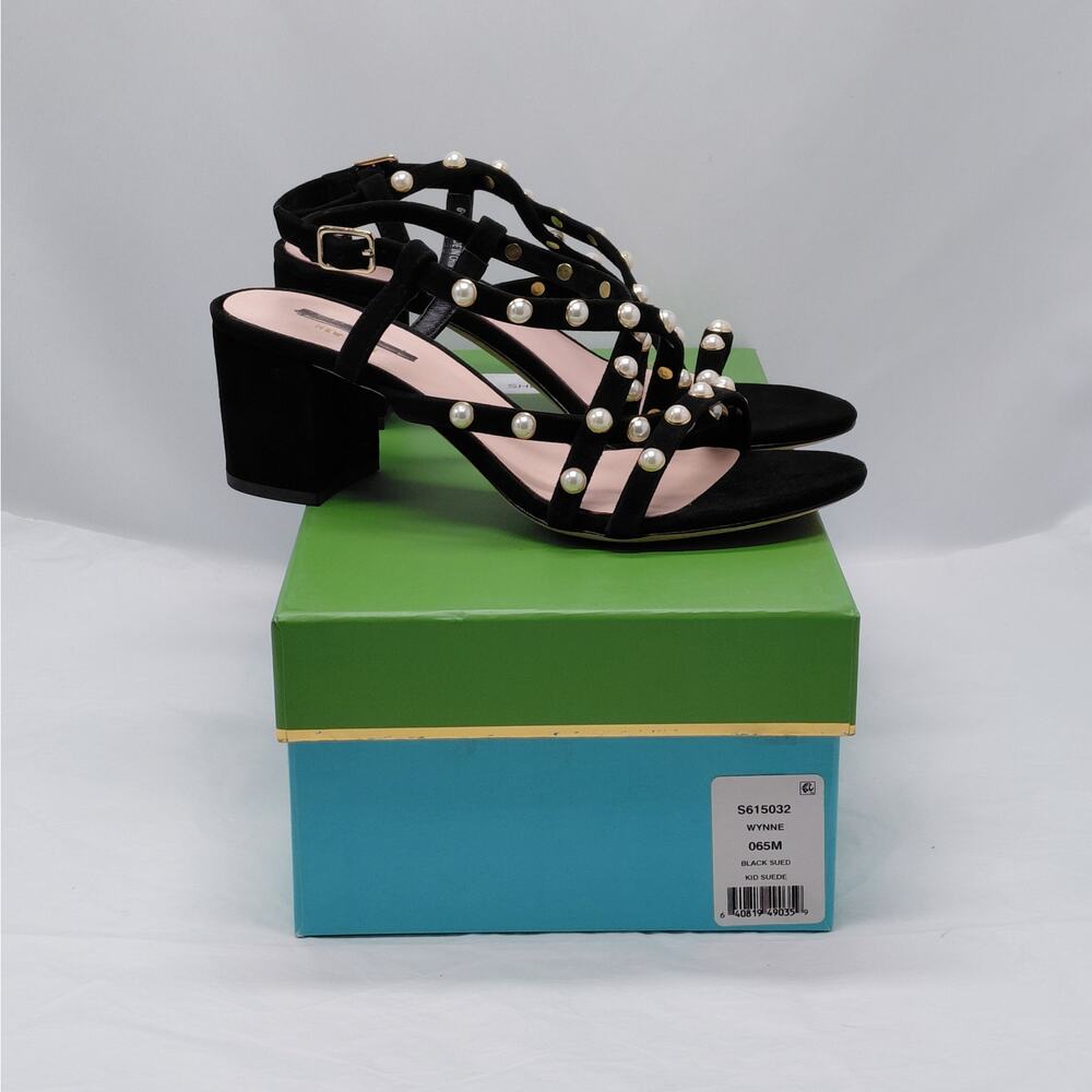 Kate Spade Womens Heels Size 6.5 Black Suede Sandal Block Heel Wedding Party